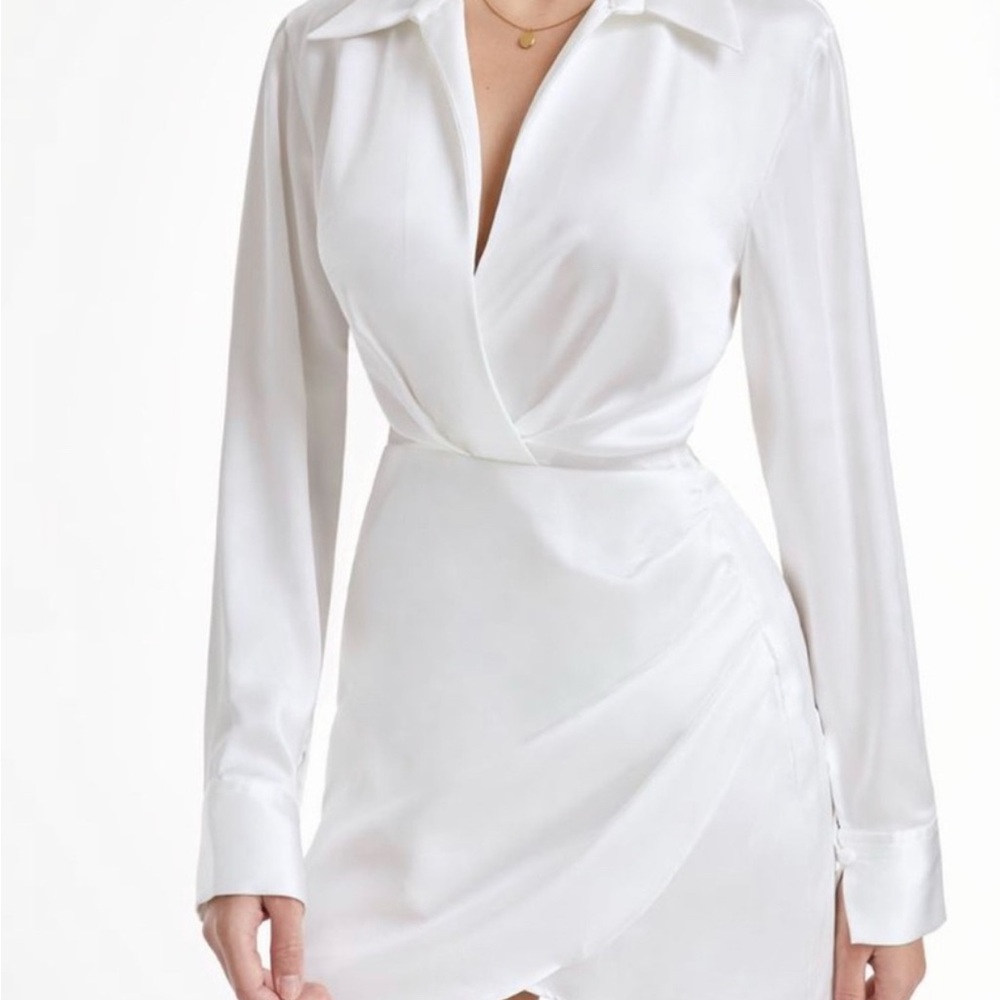 NWT Zara White Long Sleeve Wrap Dress